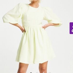 NWT In The Style x Lorna Luxe puff sleeve corset seam detail mini tea dress